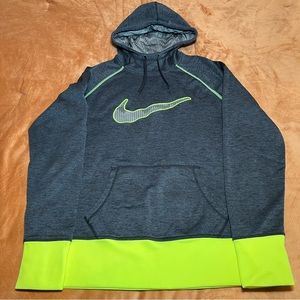 Nike Hoodie Mens Large Sweatshirt Pullover Sweater Green Swoosh Therma F…